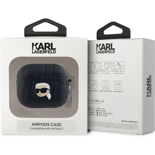 Karl Lagerfeld PU Embossed Karl Head pouzdro AirPods 3 černé - Pouzdra - Obrázek 261a917884814f608148d92f6048ccee