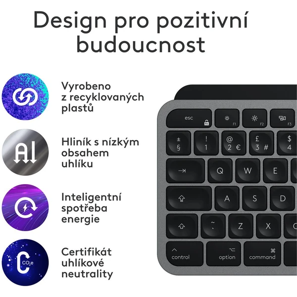 Logitech MX Keys S for Mac CZ/SK bezdrátová klávesnice vesmírně šedá - Klávesnice - Obrázek 2645000J01