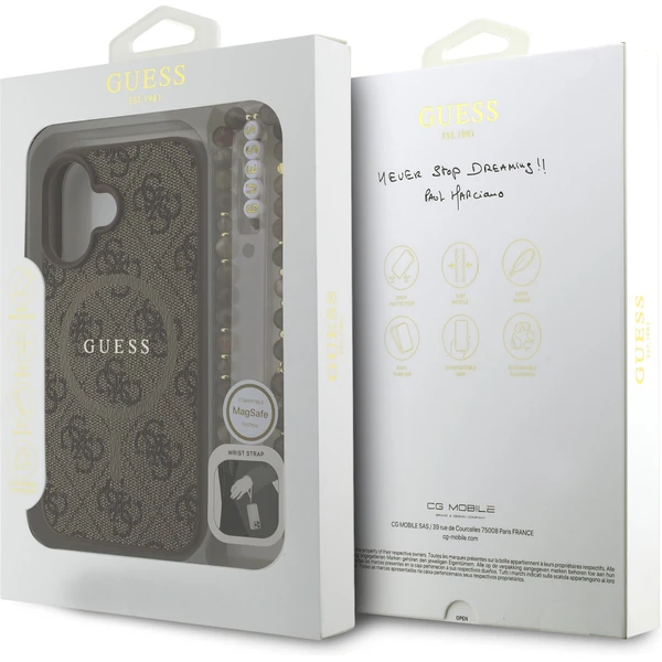 Guess PU Leather 4G Colored Ring Strap MagSafe kryt iPhone 16 hnědý - Pouzdra - Obrázek 268320f22a84469ca340e3a1766fef4f
