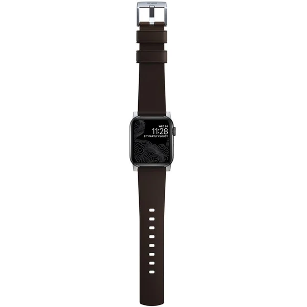 Nomad Active Strap Pro hydrofobní kožený řemínek Apple Watch 49/46/45/44/42mm hnědý/stříbrný - Řemínky - Obrázek 26G1000K01