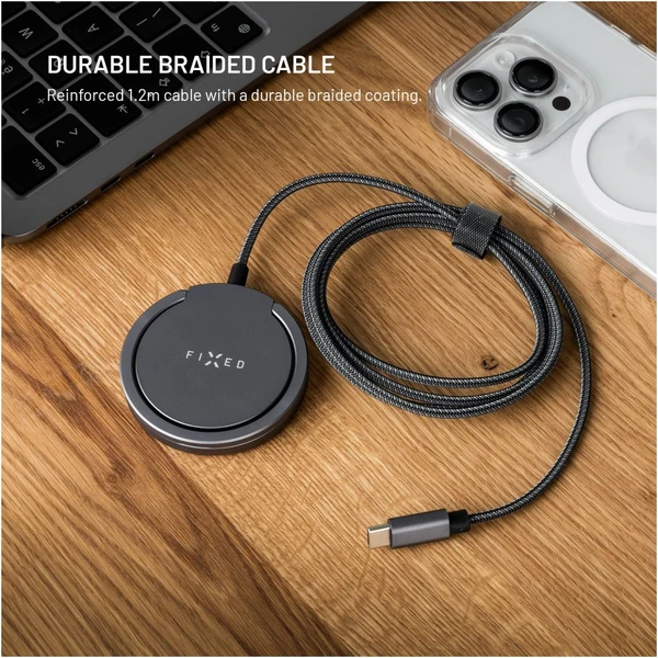FIXED MagPad Pro nabíječka Qi2/MagSafe se stojánkem, 15W, šedá - Nabíječky - Obrázek 26ae49bba159474d8446697fd303c946