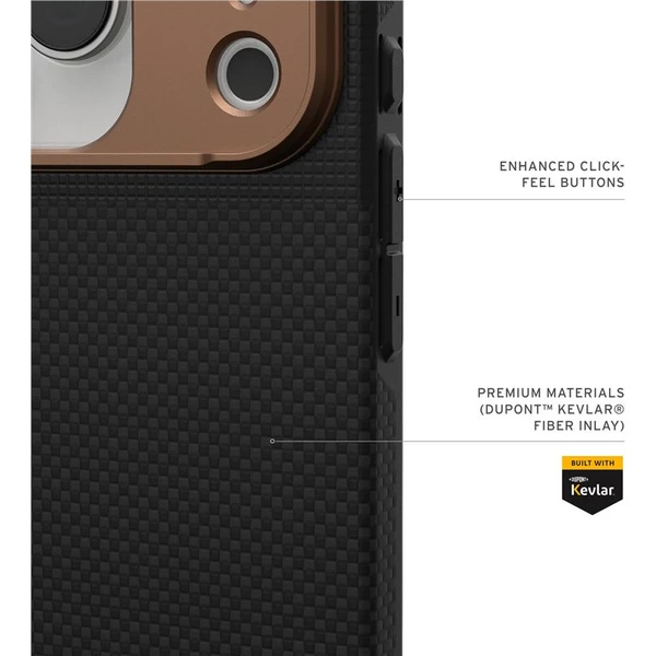 UAG Fibr Armr MagSafe kryt iPhone 17 Pro kevlar černý/bronzový - Pouzdra - Obrázek 26c7a9f410104cd49f229ab5ee2d3f8f