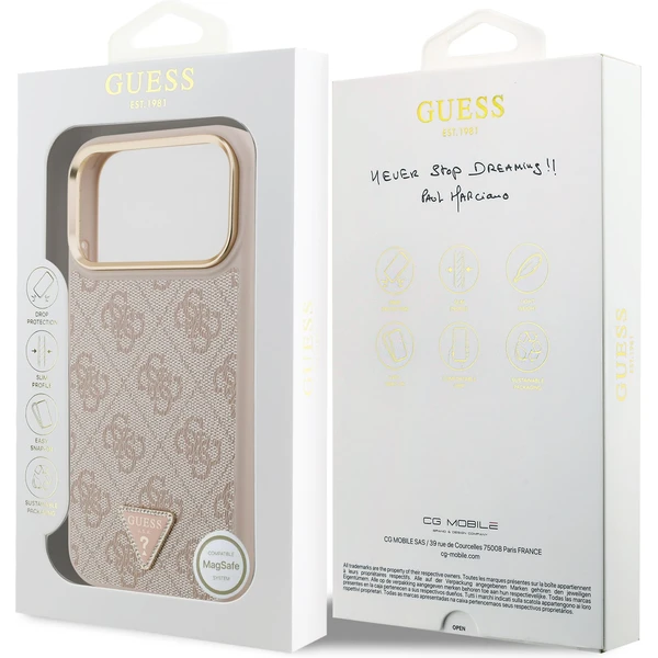 Guess PU Leather 4G Triangle Logo Gold Frame MagSafe kryt iPhone 17 Pro Max růžový - Pouzdra - Obrázek 26f9996c36e04037ae1051bcc4dee934