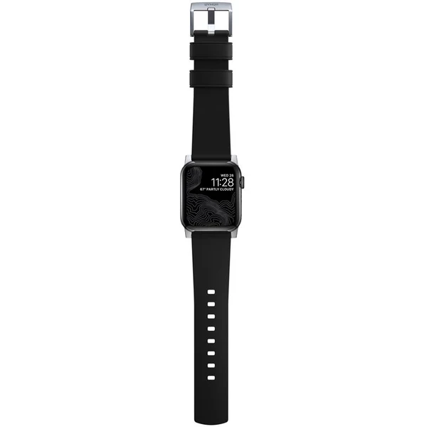 Nomad Active Strap Pro hydrofobní kožený řemínek Apple Watch 49/45/44/42mm černý/stříbrný - Řemínky - Obrázek 27G1000K01