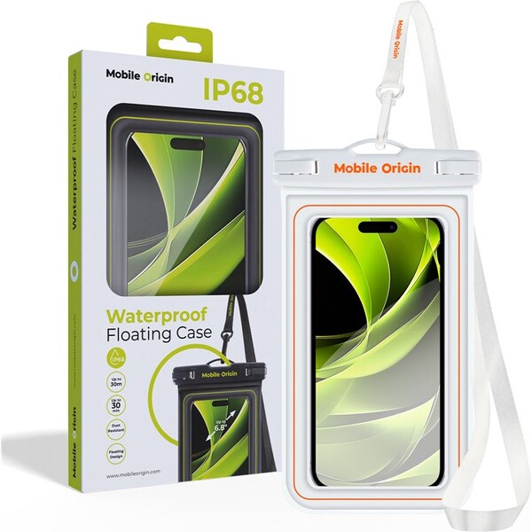 Mobile Origin Waterproof Floating Case 6.8" White/Orange DBXL-WHT-ORG01