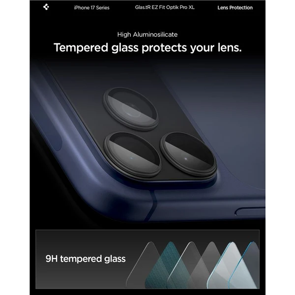 Spigen Glass tR EZ Fit Optik Pro XL sklo na fotoaparát iPhone 17 Pro černé - Ochranné folie a skla - Obrázek 27bc89775ac149c9994b148aee1c89d4