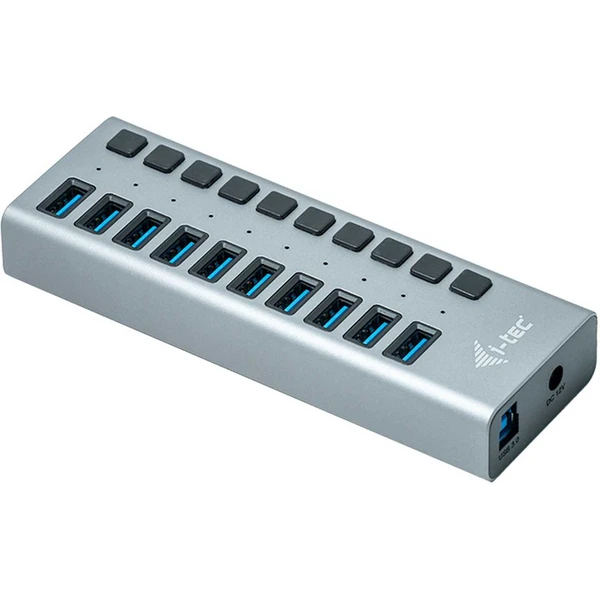 i-tec USB 3.0 Charging HUB 10 Port + Power Adaptér 48 W stříbr - USB huby - Obrázek 285U200301