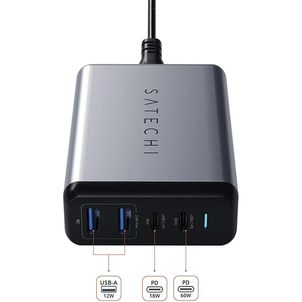 Satechi 75W Dual USB-C PD cestovní nabíječka vesmírně šedý - Nabíječky - Obrázek 287D100301