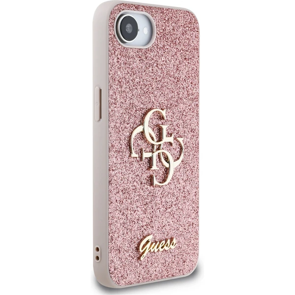 Guess PU Fixed Glitter 4G Metal Logo kryt iPhone 17e/16e růžový - Pouzdra - Obrázek 288043e054d540e7b25a4344b5323c3c