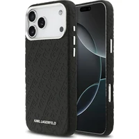 Karl Lagerfeld Grained PU Repeated Logo MagSafe kryt iPhone 17 Pro Max černý - Pouzdra