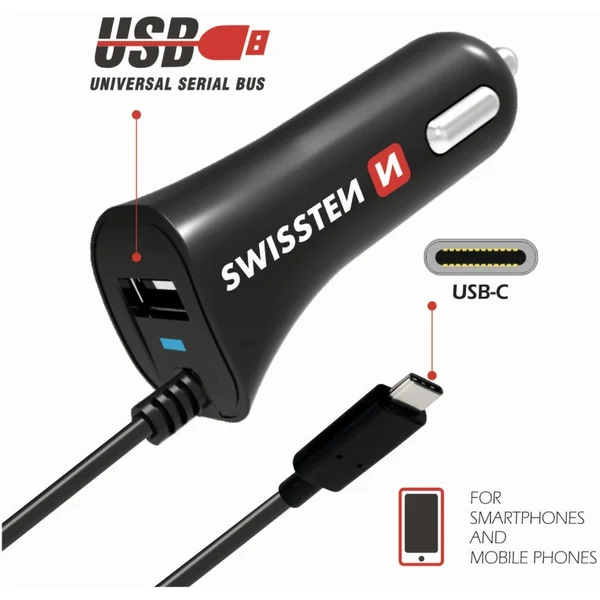 SWISSTEN CL autonabíječka USB-C a USB 2,4A - Nabíječky - Hlavní obrázek