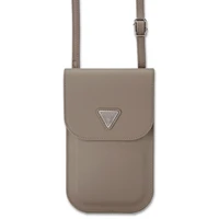 Guess PU Grained Triangle Logo taška na telefon hnědá - Pouzdra
