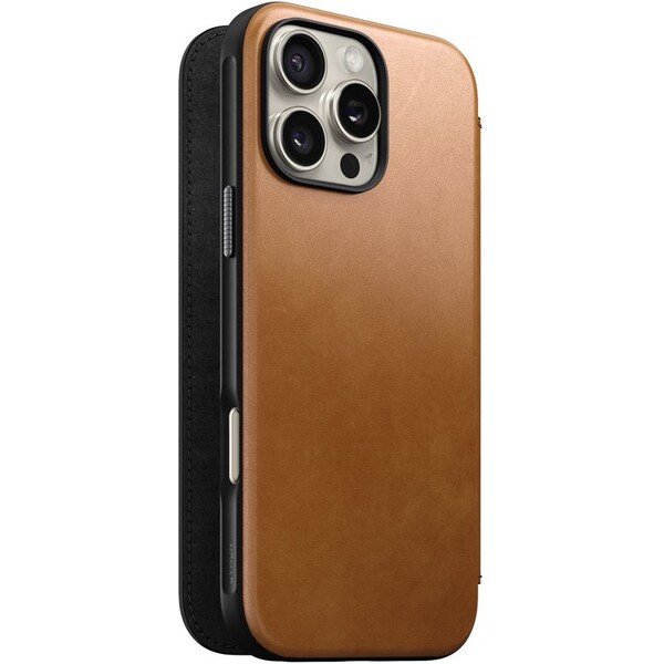Nomad Modern Leather Folio MagSafe pouzdro iPhone 16 Pro Max světle hnědé