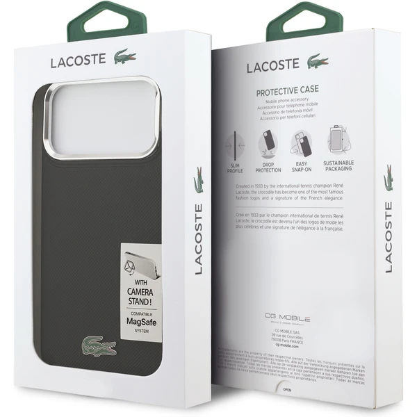 Lacoste Iconic Petit Pique Camera Stand MagSafe kryt iPhone 17 Pro Max černý - Pouzdra - Obrázek 28e1ab8bcf47432b87ddc579e6a430fe