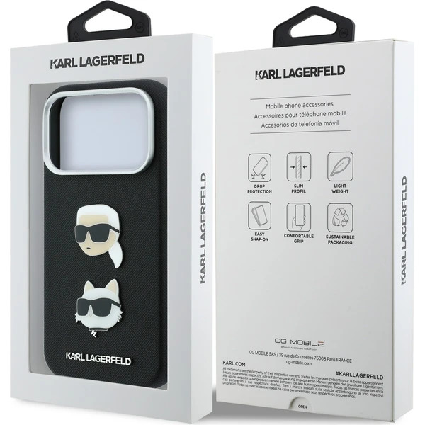 Karl Lagerfeld PU Semi Wrap Saffiano K&CH Heads kryt iPhone 18 Pro černý - Pouzdra - Obrázek 294a7591316f4a80abb8c05ca20e908b