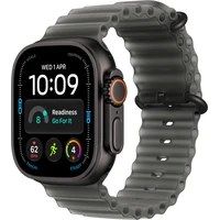 Apple Watch 49/46/45/44mm průsvitně černý oceánský řemínek z černého titanu – prodloužení - Řemínky