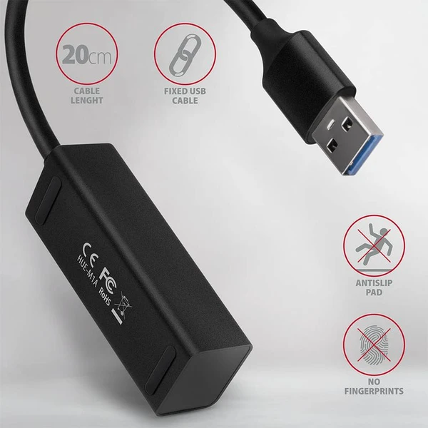 AXAGON HUEM1A 4x USB 3.2 Gen 1 MINI hub kovový kabel USBA 20cm - USB huby - Obrázek 297HF00101