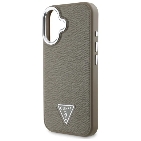 Guess PU Grained Triangle Logo kryt pro iPhone 16 hnědý - Pouzdra - Obrázek 298e55f49abe460aaaaf289f025ce231
