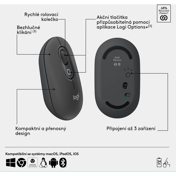 Logitech POP myš grafitová - Myši - Obrázek 29U8000O01