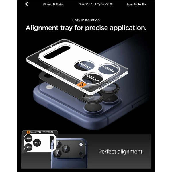 Spigen Glass tR EZ Fit Optik Pro XL sklo na fotoaparát iPhone 17 Pro Max černé - Ochranné folie a skla - Obrázek 29d5bf969ea54cb383bbffa7ab8fb99e