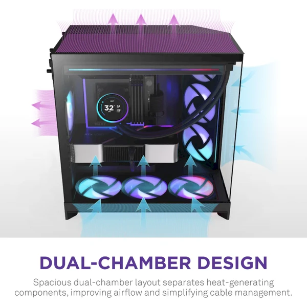 NZXT H9 Flow RGB+ černá - Počítačové skříně - Obrázek 2B7K000K01