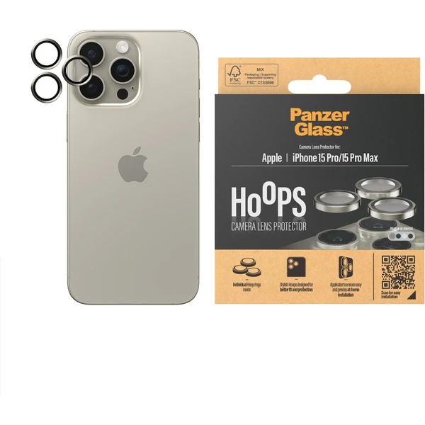 PanzerGlass HoOps ochranné kroužky Apple iPhone 16 Pro/16 Pro Max/15 Pro/15 Pro Max přírodní hliník - Ochranné folie a skla - Obrázek 2BD1000O01