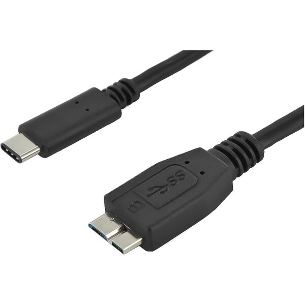 PremiumCord Kabel USB 3.1 konektor C/male - USB 3.0 konektor Micro-B/male, 0,6m ku31cmb06bk Černá