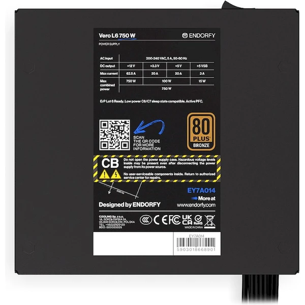Endorfy Vero L6 Bronze 750W  - Zdroje - Obrázek 2E0M000K01