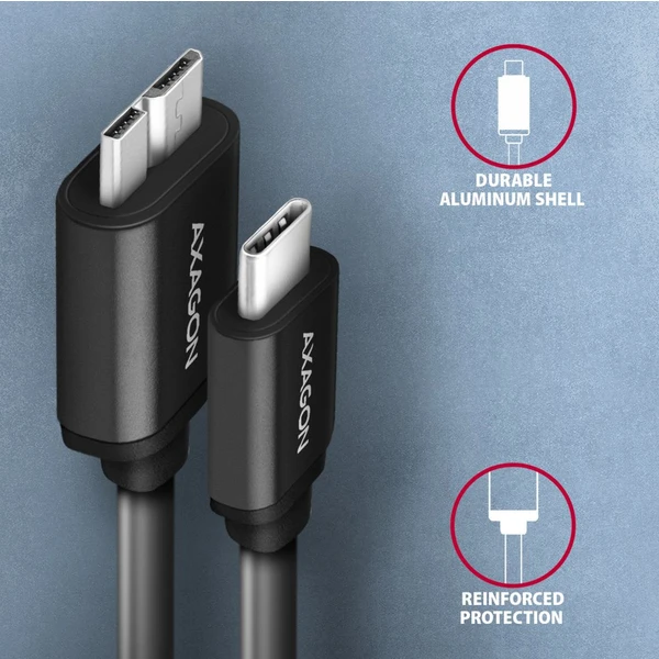 AXAGON kabel Micro USB B - USB-C 1m černý - Kabely - Obrázek 2ED0700301