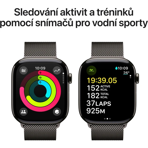 Apple Watch Series 10 Cellular 46mm Břidlicově šedý titan s břidlicově šedým milánským tahem S/M - Chytré hodinky - Obrázek 2EQ7000K01