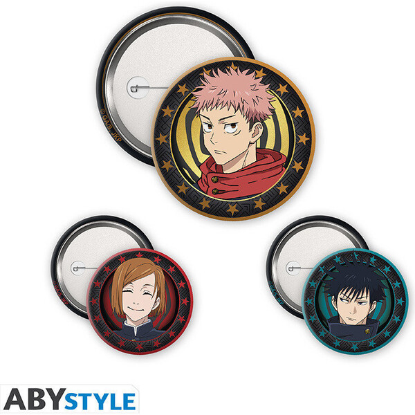 Odznáčky Abysse Corp Jujutsu Kaisen - Yuji, Megumi & Nobara Vícebarevná
