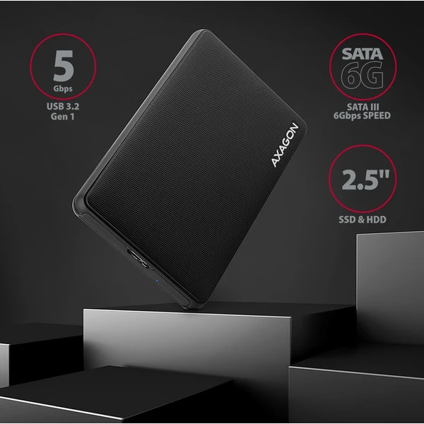 AXAGON externí box pro 2,5 SSD/HDD - USB 3.2 Gen 1 černý - Externí boxy - Obrázek 2GD0700301