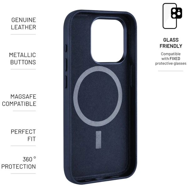 FIXED MagLeather kožený kryt s MagSafe Apple iPhone 15 Pro modrý - Pouzdra - Obrázek 2HZR100501