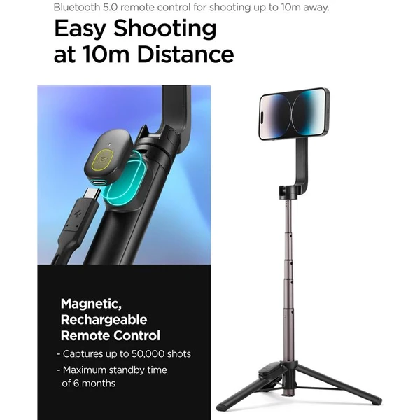 Spigen MagSafe Tripod Selfie Stick černá - Držáky - Obrázek 2JA1000P01