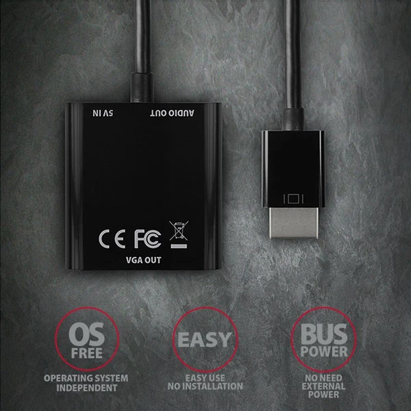 AXAGON HDMI/VGA redukce 0,2m černá - Kabely a redukce - Obrázek 2K7HF00101