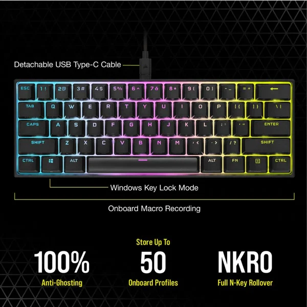 Corsair K65 RGB Mini Cherry MX Speed US - Klávesnice - Obrázek 2KKE100501