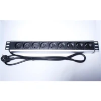 PremiumCord Panel napájecí do 19" racku 1.5U, 9x230V, 2m kabel - Zásuvky