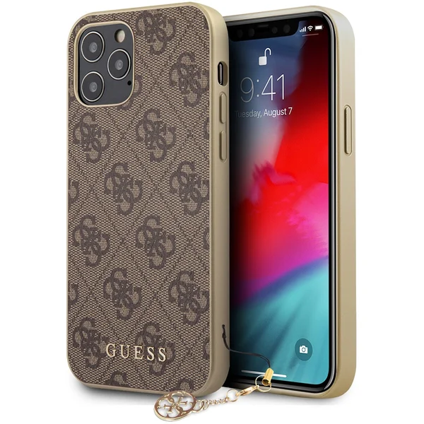 Guess 4G Charms kryt iPhone 12/12 Pro 6.1" hnědý - Pouzdra - Hlavní obrázek