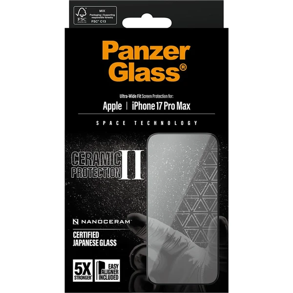 PanzerGlass® Ceramic II sklo Apple iPhone 17 Pro Max s instalačním rámečkem - Ochranné folie a skla - Obrázek 2TEH000K01