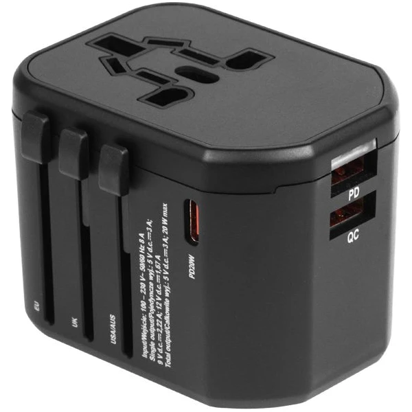 Vasco Yato univerzální cestovní adaptér, PD USB-C, QC3.0 USB-A, - Nabíječky - Obrázek 2aab0c573f7f47ed8bd962919ffe3599