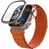 FIXED Armor tvrzené sklo s ocelovým rámečkem pro Apple Watch Ultra 49mm, titanové - Ochranné folie a skla