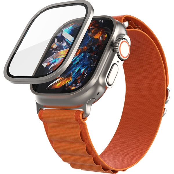 FIXED Armor tvrzené sklo s ocelovým rámečkem pro Apple Watch Ultra 49mm, titanové
