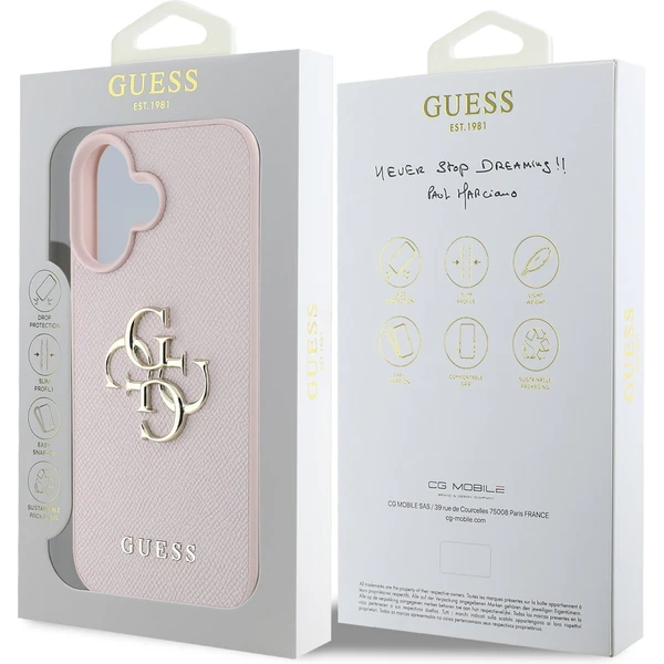 Guess PU Grained 4G Metal Logo kryt iPhone 16 růžový - Pouzdra - Obrázek 2ac0b33d1e10496d97ba4553cddca917