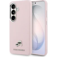 Karl Lagerfeld Grained PU Leather K&CH Heads Magnetic kryt Samsung Galaxy S26 růžový - Pouzdra