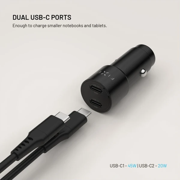 FIXED autonabíječka s 2xUSB-C výstupem, podpora PD 3.0, 65W, černá - Nabíječky - Obrázek 2ae960d0a6834ae39d1a7b6ae0eab066