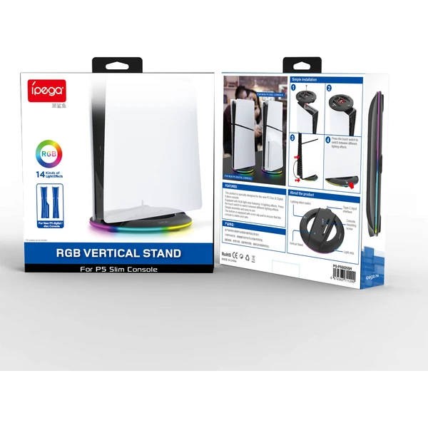 iPega P5S025S Vertikální Stojan s RGB pro PS5 Slim/PS5 Pro černý - Stojánky - Obrázek 2b82a6f627c6480dbd5f9905f47cf4de