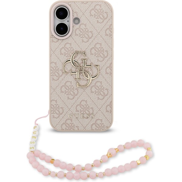 Guess PU 4G Metal Logo Strap kryt iPhone 17 růžový