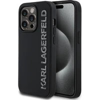 Karl Lagerfeld 3D Rubber Glitter Logo kryt iPhone 14 Pro černý - Pouzdra