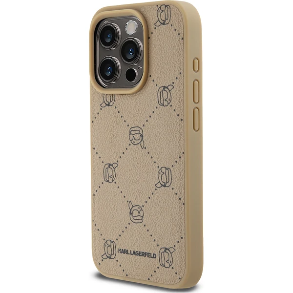 Karl Lagerfeld PU Karl Heads Pattern Magsafe zadní kryt pro iPhone 15 Pro béžový - Pouzdra - Obrázek 2bca55b4ac0743558195e335aaca81c5