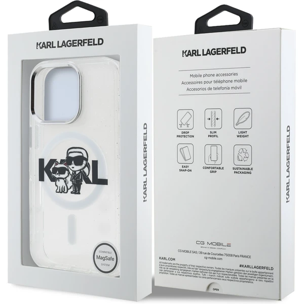 Karl Lagerfeld IML Glitter Karl and Choupette Sketch MagSafe kryt iPhone 16 Pro čirý - Pouzdra - Obrázek 2be40937bdfb40eba1846478f35fba87